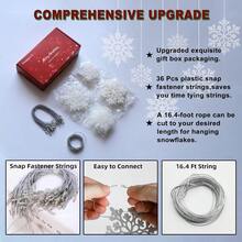 36pcs Christmas White Snowflake Ornaments Glitter Plastic Hanging Snowflakes From Ceiling Snow Flakes Decorating Hanging Winter Bedroom Window Indoor Outdoor Decor Wonderland Xmas Tree Decorations - White - View 2