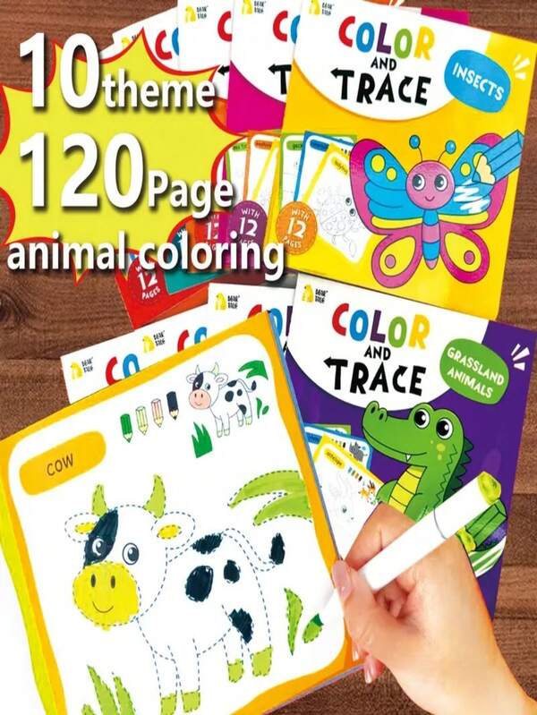 10 Coloring Books For Kids, Children's Drawing Toys, Stick Figure Drawing, Fun Doodle Enlightenment Educational Toys Drawing Books, Learning To Draw Art Supplies, Drawing & Painting Coloring Book, Travel Activities For Kids, Books For Kids, Activity Books For Kids, Colouring Books For Kids, Bear Tale
