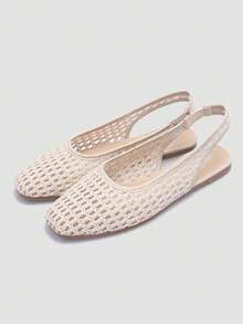 Giày bệt dệt từ sợi raffia cao cấp, thoải mái, thời trang mới của ADAMUMU dành cho nữ, kiểu dáng dễ thương, phù hợp để mang hàng ngày và đi nghỉ xuân/hè. - Màu be - Xem 2