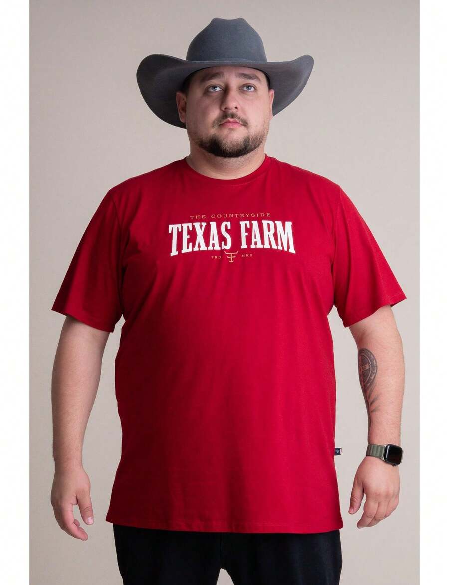 Camiseta Masculina Texas  - Cm401 - Do Xg Ao G2 - Vermelho Bordo