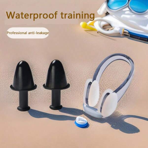 Adult Professional Waterproof Swimming Nose Clip & Ear Plugs Set, Protective Equipment For Swimming Training, Beach Essentials, Beach Accessories, Pool Float