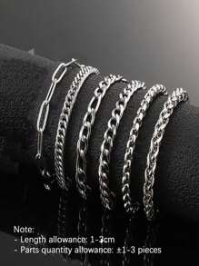 6 Stücke Edelstahl Ketten Armband Set, modisch elegante Damen Armband für Party, Strand, Alltag, Ferien, Geschenk (handgemacht, 1-3cm Fehlertoleranz)