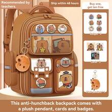 1 Set Cute & Lightweight Capybara Backpack, Large Capacity Design To Reduce Burden And Protect Spine, Suitable For Lower Grade Students, Back-To-School Stationery Gift For Friends And Students School Bag Bookbag