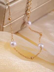 1pc Minimalist Pearl Elegant & Versatile Bracelet For Women (Random Pearl Quantity)