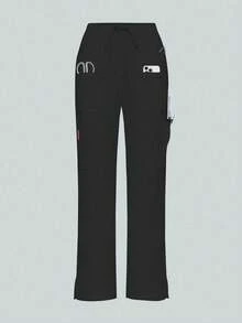 Women's /Healthcare Pants, Comfortable Pants, Solid Color Simple Multi-Pocket Pants