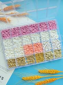 1 Caja de 24/28 piezas de arcilla polimérica simple y de moda, accesorios para hacer joyas DIY para collares, pulseras y diversos artesanías