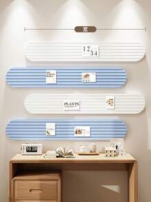 Conjunto de 4 ou 1 placa decorativa de feltro de 20 x 80 cm (7,87 x 31,5 polegadas), em diversas cores, ideal para decoração de escritório e casa. Adesivo de parede, fácil instalação sem furos. Perfeito para exibir fotos, criar um mural de recados, organizar ideias e planejar sua volta às aulas, além de ser uma ótima opção para o Halloween e o Natal. Também pode ser usada como quadro de cortiça, quadro de avisos ou quadro de inspiração. - Multicolorido - Ver 5