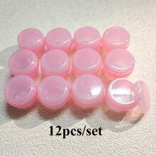 12pcs/1pc 10g Pink Empty Plastic Cosmetic Makeup Jar Pots Eyeshadow Cream Lip Balm Container Makeup Face Cream Pot Container - Multicolor - View 6
