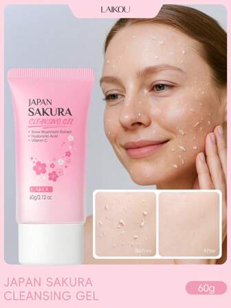  1 件清洁毛孔 LAIKOU 日本樱花洁面凝胶，60 克收缩毛孔洗面奶保湿洁面乳适合女性、妈妈、妻子、姐妹、青少年、女朋友