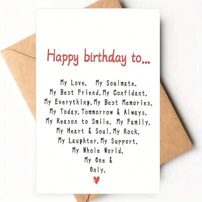 1 peça, um cartão de aniversário romântico para o marido do meu namorado, um cartão de aniversário interessante para a namorada da minha esposa, um cartão de aniversário romântico para o meu amante, um cartão de amor travesso para homens e mulheres, expressando seus pensamentos ao meu amante, desejando um feliz aniversário ao meu único amante, cartão de felicitações para o Dia dos Namorados (com um envelope de cor aleatória)