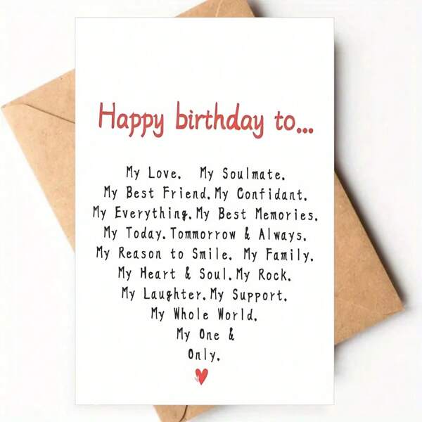 1PC, A Romantic Birthday Card For My Boyfriend's Husband, An Interesting Birthday Card For My Wife's Girlfriend, A Romantic Birthday Card For My Lover, A Mischievous Love Card For Both Men And Women, Expressing Your Thoughts To My Lover, Wishing My Only Lover A Happy Birthday,Valentine's Day Greeting Card (With A Randomly Colored Envelope)