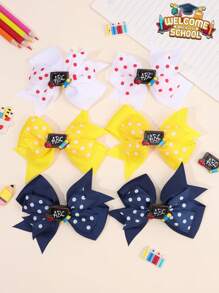 6 Stücke Schulanfang Windrad Haarbögen für Frauen, süße Polka Punkte Bögen mit Stylingclips, Tafeldekor Haarclips für den ersten Schultag, Barrettes, neue Semester Studenten Geschenk Haarspangen, Frauen Haarzubehör, flache Krallenklemmen, Haarspangen, Haarklammern