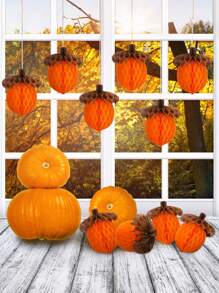 6 Pcs Thanksgiving Acorn Honeycomb Paper, Thanksgiving Centerpiece Decoration Autumn Tissue Paper Fall Halloween Centerpieces Honeycomb For Fall Tree Hanging Ornaments,Halloween Decor, Fall Decor, Halloween Decorations, Halloween Decorations Thanksgiving Party Supplies(Acorn)