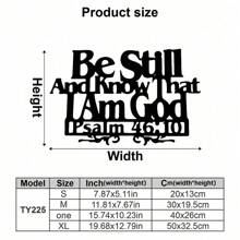 1 Stück Metall Wandkunst, Wanddekoration, Heimdekoration, Bibelvers, Psalm, Psalm 46:10, "Seid still und erkennt, dass ich Gott bin"