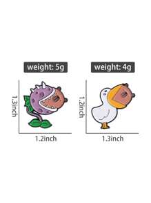 2 Stücke Enten beißen Capybara Panda Emaille Anstecknadeln, kundenspezifische Piranha Großmaul Blumen Broschen, Kragen Abzeichen, Kleidung Tier Schmuck Geschenk für Freunde