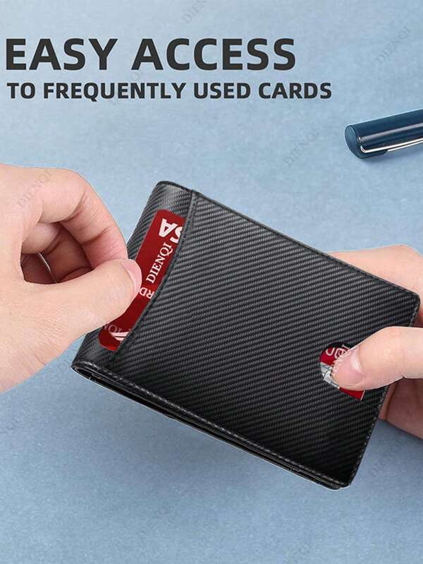 Metal Money Clip Wallet RFID Blocking Slim Card Holder Money Bag Credit Cardholder Carbon Fiber Bifold Smart Wallet For Men
