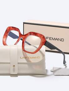 LINFEMAND Unique Colorful Patchwork Design Cat Eye Decor Fashion Plano Glasses For Women, Daily Wear, Office, No-Makeup Essential, Holiday Gift - Clear - View 10