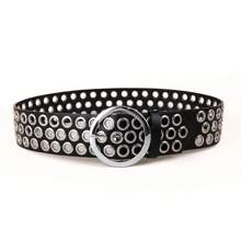 Fashion Rivet Decor Waist Belt With Vintage Distressed Look, Casual Accessory For Women, Coffee Color
