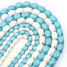 1 peça de contas de turquesa em formato de cubo natural, opções de vários estilos, jeans vintage azul e branco, acessórios para fazer joias artesanais, adequadas para pulseira, colar, pingente, decoração