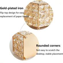 1pc Rectangular Paper Box, Luxury Crystal Tissue Box Napkin Holder Decorative ,For Home Dining Room Living Room,Hotel Coffee Table