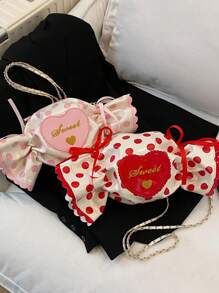 Bolso bandolera con forma de dulce, bolso creativo con diseño de corazón y letra, adecuado para niñas, mujeres, estudiantes universitarios, jóvenes profesionales y trabajadores de oficina, excelente para combinar con atuendos