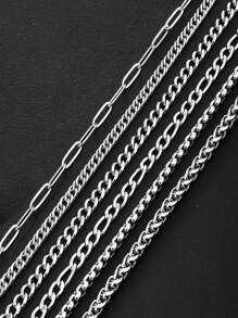 6 Stücke Edelstahl Ketten Armband Set, modisch elegante Damen Armband für Party, Strand, Alltag, Ferien, Geschenk (handgemacht, 1-3cm Fehlertoleranz)