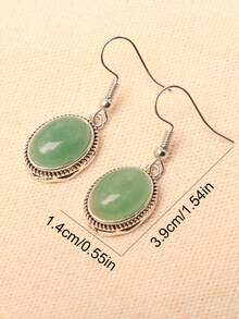 أقراط نسائية عصرية بشكل بيضاوي باللون الأصفر الكهرماني، خيارات متعددة للمواد - شمع العسل أصفر - مشاهدة 8