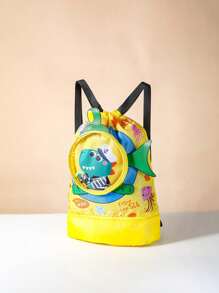 1pc Zipper Closure Fashion Cartoon Unicorn/Little Crocodile/Little Shark/Little White Rabbit Swimming Bag Children's Wet And Dry Separation Waterproof Storage Bag, Boys And Girls Sports Fashion Portable Cute Cartoon Backpack Bag, Suitable For Outdoor, School Daily Use, Is A Perfect Gift For Boys And Girls (Pattern Position Random)
