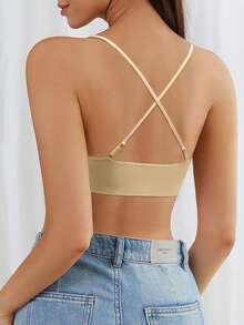 3pcs/Set Women Spaghetti Strap Underwire Bra With Front Closure, Cross Back Design And Seamless For Cleavage And Support, Large Bust