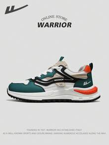 WARRIOR Zapatos deportivos y casuales para hombres de la nueva Serie Guerrero 2025, tenis gruesos, de corte bajo con cordones delanteros, ligeros, color verde, con Top de malla de PU, adecuados para correr al aire libre, trabajo diario y actividades - Beige verde negro - Ver 1