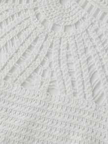 Women White Halter Crochet Dress Solid Color Cutout Backless Slim Fit Mini Dress Rave Outfit  Beach  Holiday Outfits Club Streetwear - 白色 - 查看 6