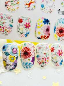 Adesivos de Arte de Unhas com Desenhos de Pássaro, Floral, Coelho, Veado