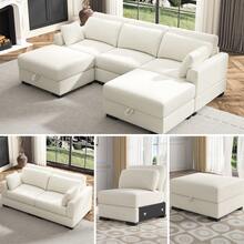 Comanlai – Two-Piece Modular Corduroy Sofa Set – Combinable Sofa Set – Left Single Armchair + Right Single Armchair – Beige - 米色 - 查看 7