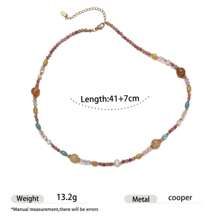 1pc Beach Style Natural Stone Beaded Necklace, Suitable For Women Vacation & Daily Wear