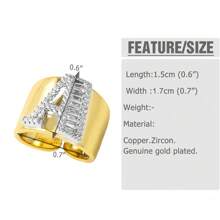 Chunky CZ Crystal 26 Letter Rings For Women Gold Silver Color Wide Rings Initial Jewelry Party Gifts