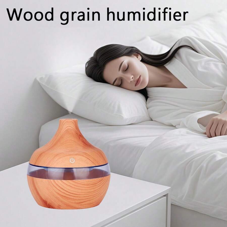 USB Touch Activated Wood Grain 300ml Humidifier Home 7-Color Ambient Light - Adding Comfort And Fashion To Your Home