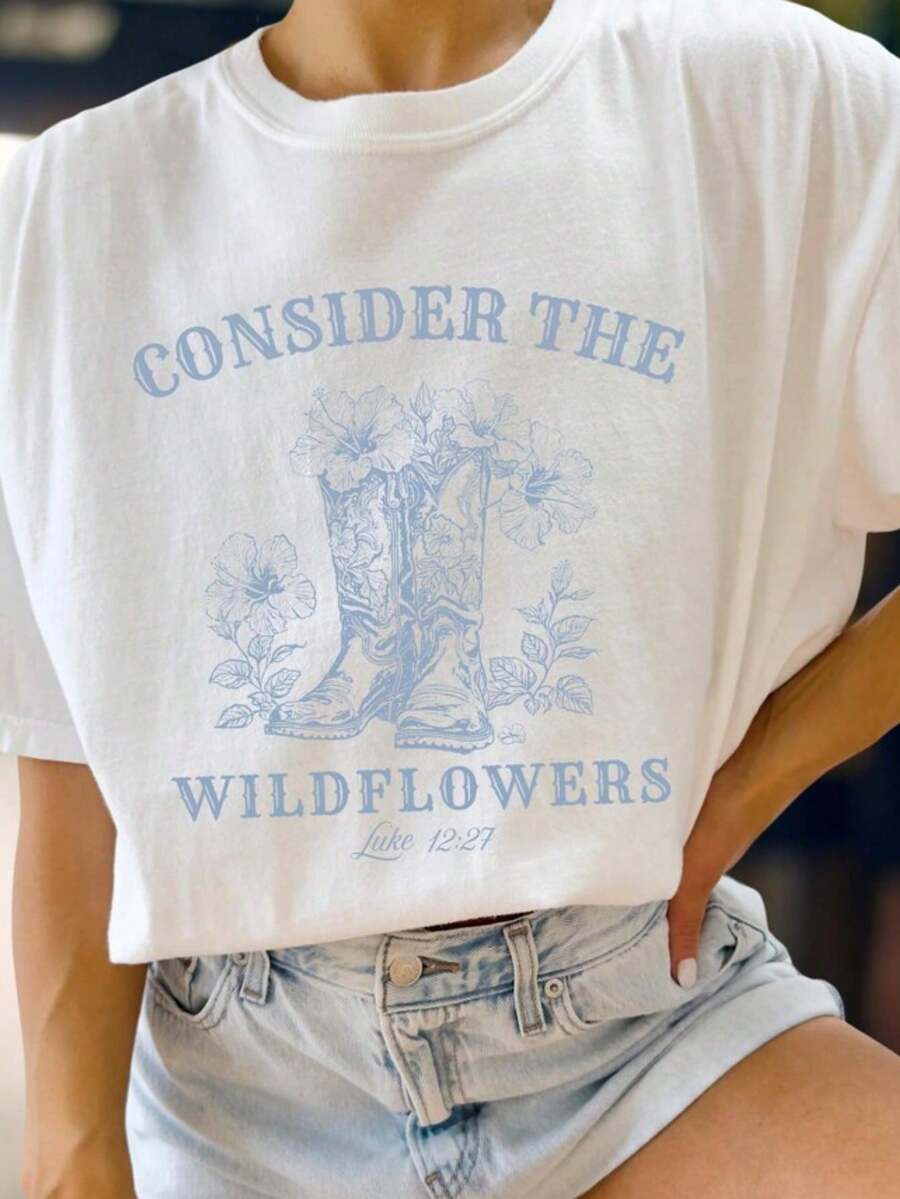 Cowgirl Aesthetic Christian Shirt, Western Faith Apparel, Bible Verse Tee, Christianity Gifts, Summer Vintage Country Girl Tshirt Casual Dressy T Shirts Workout Clothes 100% Cotton, Breathable And Comfortable - trắng - Xem 1