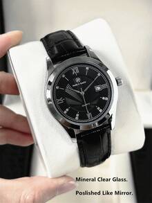 Pablo Raez 1 件男士手表时尚休闲腕表，适合男士夏季配饰，不锈钢银色 IPS 表壳，奢华黑色，柔软舒适超细纤维皮革手链，三维感钻石鳞片表盘，带日期，50 米防水，顶级全新男士石英腕表运动优雅时钟精美教师礼物，适合朋友或家人，父亲礼物，适合日常生活/工作/派对装饰，礼服手表，毕业婚礼礼物 - 黑色 - 查看 6