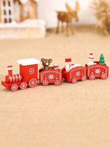 1 pieza Decoración de tren de madera de 4 secciones para Navidad, regalo para fiesta navideña, lindo adorno de madera para ventana, jardín, mesa, decoración navideña para el hogar, habitación y mesa, colgante decorativo para Navidad, Feliz Navidad