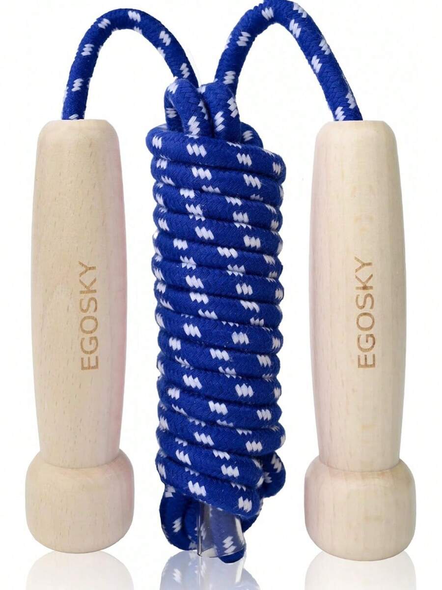 Jump Rope For Women Men  S,   Adjustable Wooden Handle Skipping Rope For Adult Boys Girls Fitness Exercise Outdoor Activity (Blue)