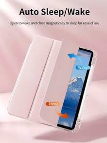1pc Tri-Fold Back Completely Transparent IPad Case, Shell Slim Stand Shockproof Anti Fall Pen Holder Anti-Fall Tablet Cover Compatible With Apple Tablet IPad Mini 4/5/6, 9.7/10.2/10.5 Inches, Air 4/5/6/7, 10th/11 Gen, Pro 11 Inches, Air 11(M2), Air 13, Air 13 And Pro 11(M4) Models. Clear Back Cover With High Transparency For DIY Personalization-Pink