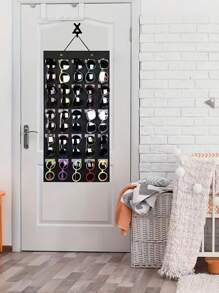 1 pezzo Borsa organizer per appendere gli occhiali da sole, supporto da appendere alla porta per occhiali da sole, occhiali e gioielli, espositore nero con 25 tasche, organizer salvaspazio per la casa