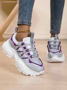 Women's Retro Sneakers - Fashionable Contrast Color Design - Comfortable & Breathable - Suitable For Daily Wear