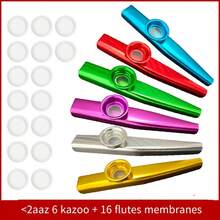 Apitos de metal Kazoo, 1/2/5/6 peças, instrumento musical. Apitos de diafragma para flauta, ótimos companheiros para violão. Performance de instrumento musical, presentes, saxofone, kazoo, violão, ukulele, instrumentos musicais para homens e mulheres, treinamento, pequenos presentes - Multicolorido - Ver 20