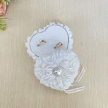 1 pieza Caja de anillo con forma de corazón blanco (anillo no incluido), caja de anillo de bodas, regalo del Día de la Madre, regalo del Día de San Valentín, soporte para anillo de bodas, suministros para decoración de bodas