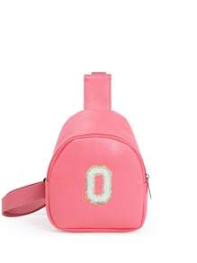 1 pieza Bolso cruzado de hombro con estampado de letras para niñas, bolso de pecho y cintura lindo adecuado para uso diario, exterior, viaje, senderismo, portátil, opción de regalo ideal