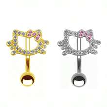 1 pieza Piercing para el ombligo con diseño simple de cabeza de gato/corazón, estilo mariposa de clip, sin necesidad de perforación, variedad de estilos