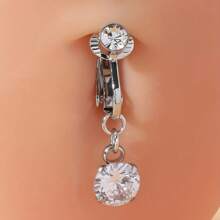 1 pieza Piercing para el ombligo con diseño simple de cabeza de gato/corazón, estilo mariposa de clip, sin necesidad de perforación, variedad de estilos
