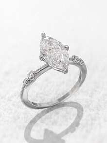 1 PC Fashion Cubic Zirconia Ring For Women For Wedding Engagement Party Jewelry Valentine's Day Gift - Silver - View 6