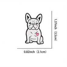 1 pieza Insignia de esmalte con diseño de corazón de perro pug lindo - Broche de dibujos animados blanco y negro adecuado para mochila, traje, sombrero - Accesorio de metal duradero, regalo para amantes de las mascotas, decoración de mochila - Blanco - Ver 5